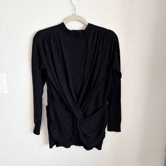 Y2K Central Park West Draped Back Cardigan Sweater β Black V-Neck Button Front - Picture 8 of 9